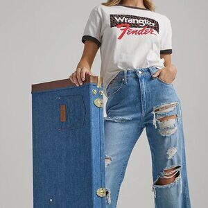 Wrangler X Fender Destroyed Relaxed Mom Jeans NWT Size 28x28 Urban Outfitters
